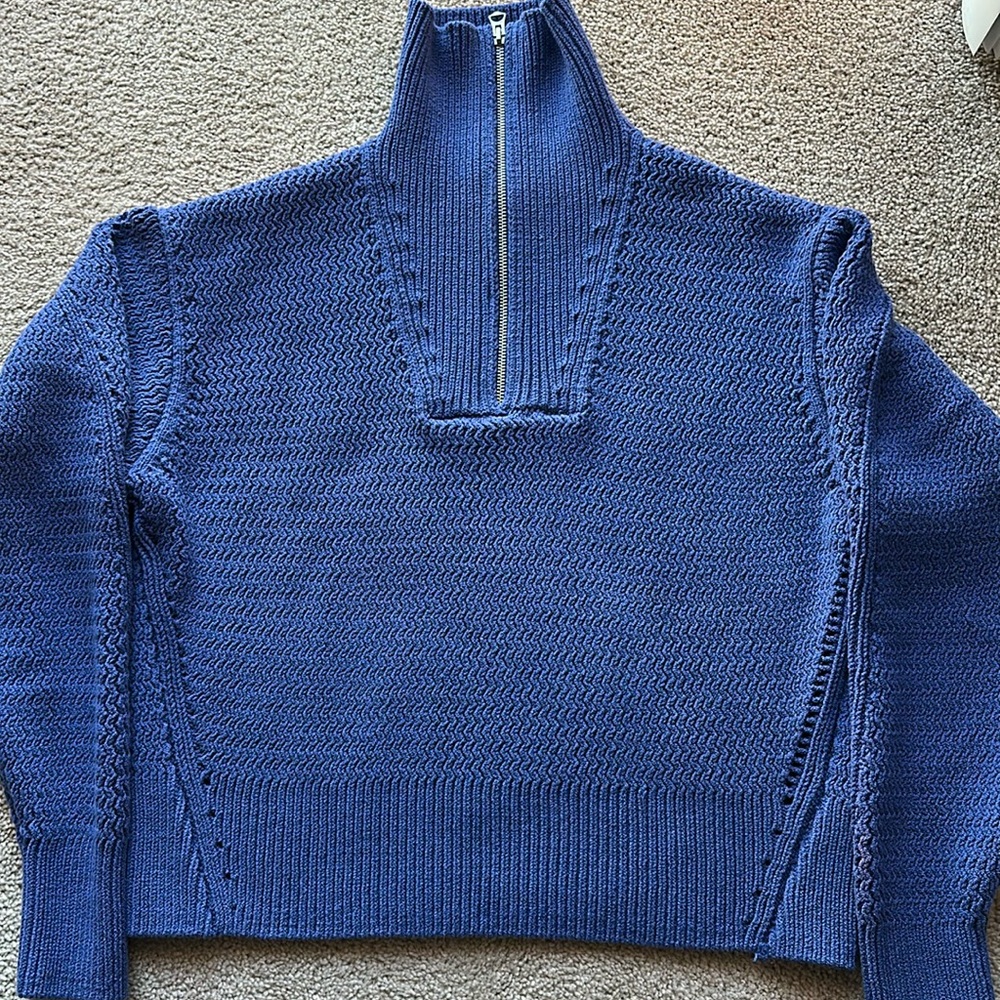 Rag & Bone Indigo Knit Half-Zip Sweater